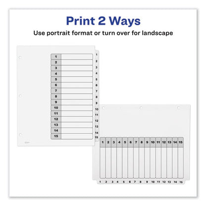 Customizable Toc Ready Index Black And White Dividers, 15-tab, 1 To 15, 11 X 8.5, 1 Set