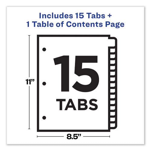 Customizable Toc Ready Index Black And White Dividers, 15-tab, 1 To 15, 11 X 8.5, 1 Set