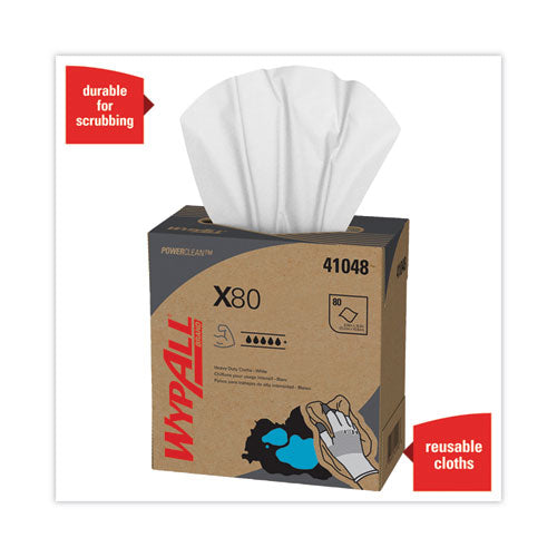 X80 Cloths, Hydroknit, Pop-up Box, 8.34 X 16.8, White, 80/box, 5 Boxes/carton