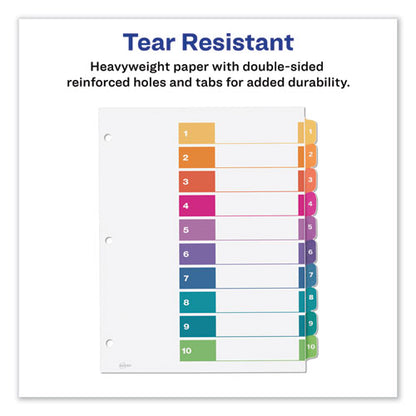 Customizable Toc Ready Index Multicolor Tab Dividers, 10-tab, 1 To 10, 11 X 8.5, White, Traditional Color Tabs, 1 Set