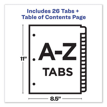 Customizable Table Of Contents Ready Index Dividers With Multicolor Tabs, 26-tab, A To Z, 11 X 8.5, White, 1 Set