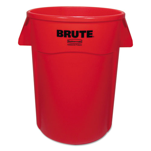 Vented Round Brute Container, 44 Gal, Plastic, Red