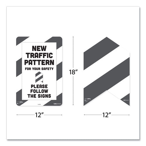 Besafe Carpet Decals, New Traffic Pattern For Your Safety; Please Follow The Signs, 12 X 18, White/gray, 7/pack