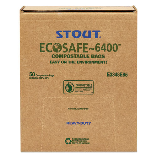 Ecosafe-6400 Bags, 32 Gal, 0.85 Mil, 33" X 48", Green, 50/box