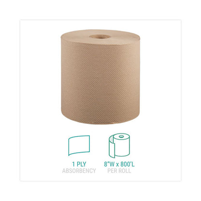 Hardwound Roll Towels, 1-ply, 8" X 800 Ft, Natural, 6 Rolls/carton