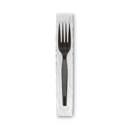 Grab’n Go Wrapped Cutlery, Forks, Black, 90/box