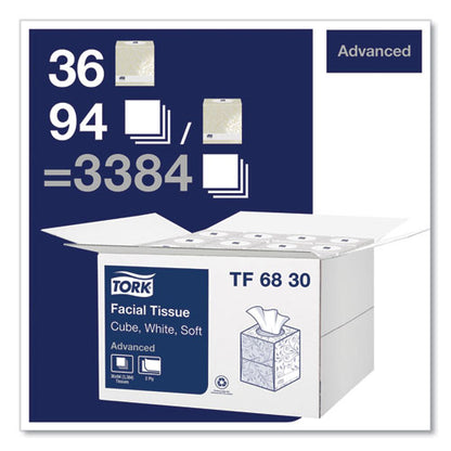 Advanced Facial Tissue, 2-ply, White, Cube Box, 94 Sheets/box, 36 Boxes/carton