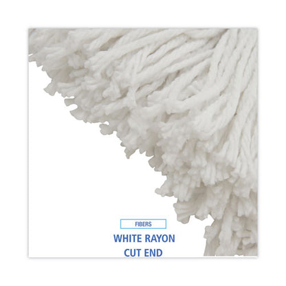 Mop Head, Value Standard Head, Rayon Fiber, Cut-end, Size No. 16, White, 12/carton