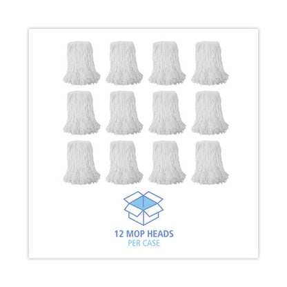 Mop Head, Value Standard Head, Rayon Fiber, Cut-end, Size No. 16, White, 12/carton