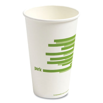 Eco-id Compostable Paper Hot Cups, 12 Oz,  White/green, 50/pack