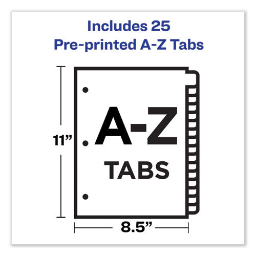 Preprinted Black Leather Tab Dividers W/gold Reinforced Edge, 25-tab, A To Z, 11 X 8.5, Buff, 1 Set