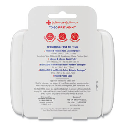 Mini First Aid To Go Kit, 12 Pieces, Plastic Case