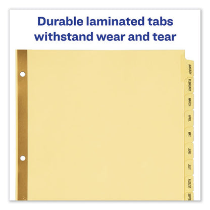 Preprinted Laminated Tab Dividers With Gold Reinforced Binding Edge, 12-tab, Jan. To Dec., 11 X 8.5, Buff, 1 Set