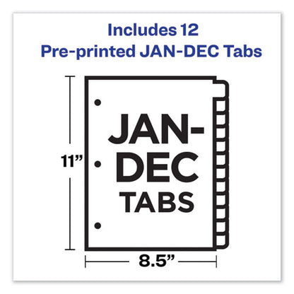 Preprinted Laminated Tab Dividers With Gold Reinforced Binding Edge, 12-tab, Jan. To Dec., 11 X 8.5, Buff, 1 Set