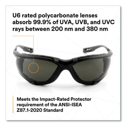 Virtua Ccs Protective Eyewear With Foam Gasket, Black/gray Plastic Frame, Gray Polycarbonate Lens