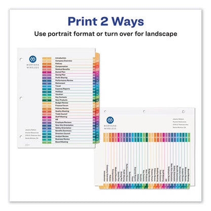 Customizable Toc Ready Index Multicolor Tab Dividers, 31-tab, 1 To 31, 11 X 8.5, White, Traditional Color Tabs, 1 Set