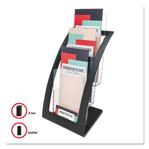 3-tier Literature Holder, Leaflet Size, 6.75w X 6.94d X 13.31h, Black