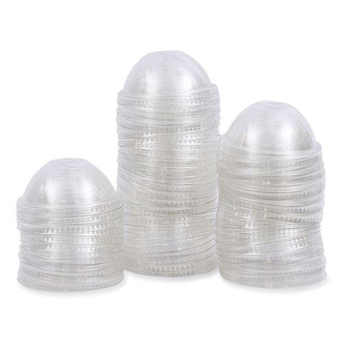 Pet Cold Cup Dome Lids, Fits 12 Oz Squat And 14 To 24 Oz Plastic Cups, Clear, 100 Lids/sleeve, 10 Sleeves/carton