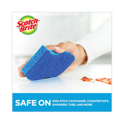 Non-scratch Multi-purpose Scrub Sponge, 4.4 X 2.6, 0.8" Thick, Blue, 3/pack