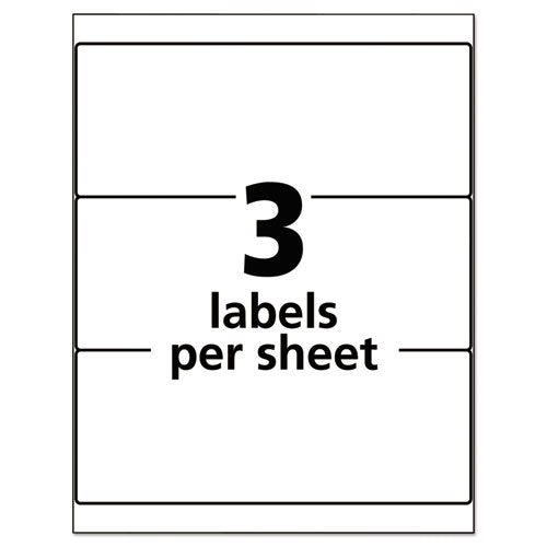 Durable Permanent Id Labels With Trueblock Technology, Laser Printers, 3.25 X 8.38, White, 3/sheet, 50 Sheets/pack