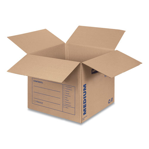 Smoothmove Basic Moving Boxes, Regular Slotted Container (rsc), Medium, 18" X 18" X 16", Brown/blue, 20/bundle