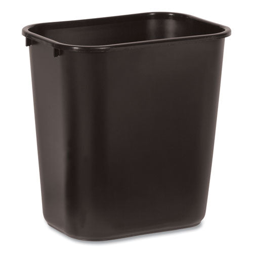 Deskside Plastic Wastebasket, 7 Gal, Plastic, Black