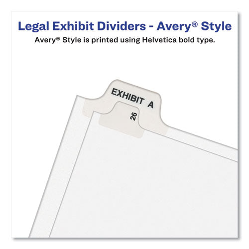 Avery-style Preprinted Legal Side Tab Divider, 26-tab, Exhibit B, 11 X 8.5, White, 25/pack, (1372)