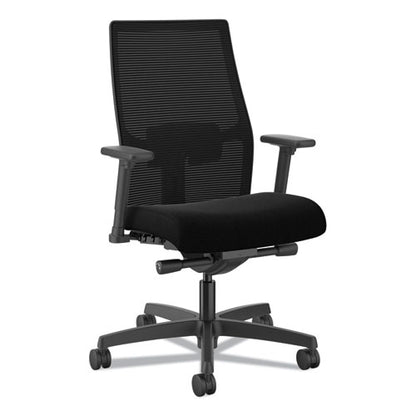 Ignition 2.0 4-way Stretch Mid-back Mesh Task Chair, Adjustable Lumbar Support, Black Seat/back, Black Base