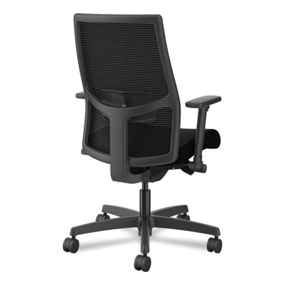 Ignition 2.0 4-way Stretch Mid-back Mesh Task Chair, Adjustable Lumbar Support, Black Seat/back, Black Base