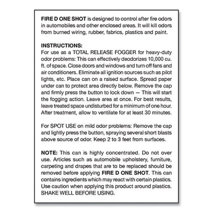 Fire D One Shot Aerosol, 5 Oz Aerosol Spray, 12/carton