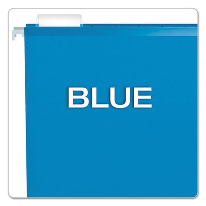 Extra Capacity Reinforced Hanging File Folders With Box Bottom, 2" Capacity, Letter Size, 1/5-cut Tabs, Blue, 25/box