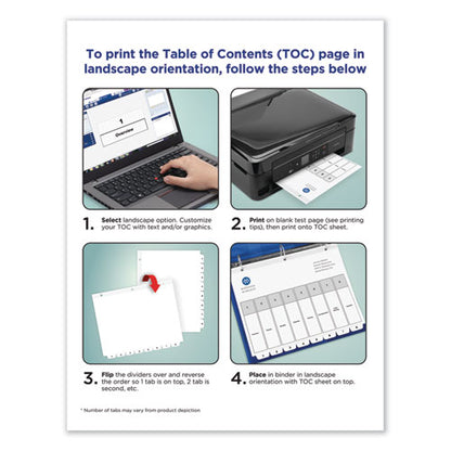 Customizable Toc Ready Index Black And White Dividers, 31-tab, 1 To 31, 11 X 8.5, 1 Set