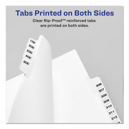 Avery-style Preprinted Legal Side Tab Divider, 26-tab, Exhibit H, 11 X 8.5, White, 25/pack, (1378)