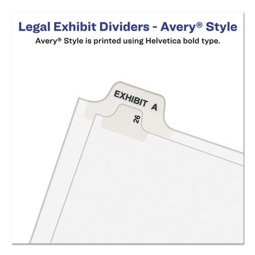 Avery-style Preprinted Legal Side Tab Divider, 26-tab, Exhibit H, 11 X 8.5, White, 25/pack, (1378)