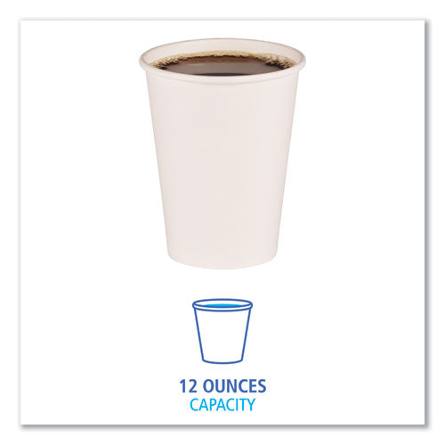 Paper Hot Cups, 12 Oz, White, 50 Cups/sleeve, 20 Sleeves/carton