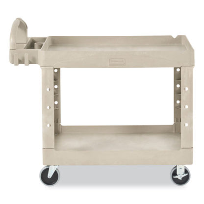 Heavy-duty Utility Cart With Lipped Shelves, Plastic, 2 Shelves, 500 Lb Capacity, 25.9" X 45.2" X 32.2", Beige