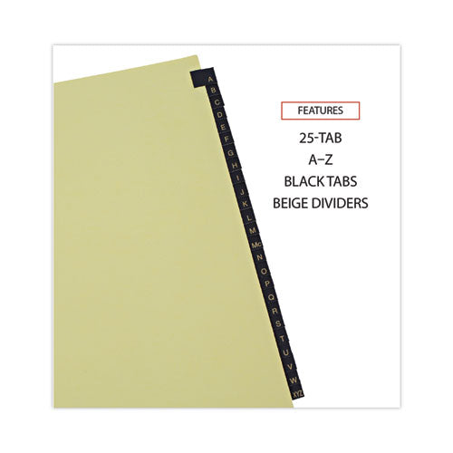 Deluxe Preprinted Simulated Leather Tab Dividers With Gold Printing, 25-tab, A To Z, 11 X 8.5, Buff, 1 Set