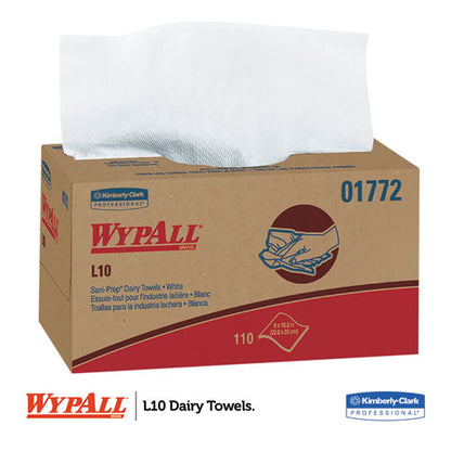 L10 Sani-prep Dairy Towels, Pop-up Box, 1-ply, 10.25 X 10.5, White, 110/pack, 18 Packs/carton