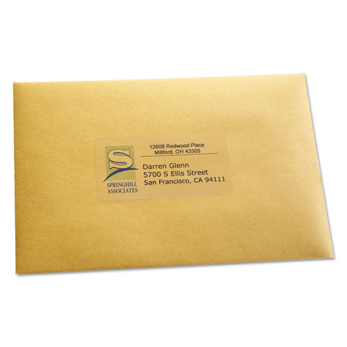 Matte Clear Easy Peel Mailing Labels W/ Sure Feed Technology, Inkjet Printers, 2 X 4, Clear, 10/sheet, 25 Sheets/pack