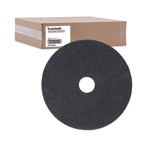 High Performance Stripping Floor Pads, 20" Diameter, Black, 5/carton