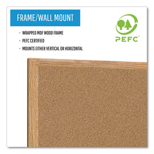 Earth Cork Board, 72 X 48, Tan Surface, Oak Wood Frame