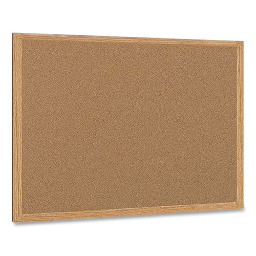 Earth Cork Board, 72 X 48, Tan Surface, Oak Wood Frame