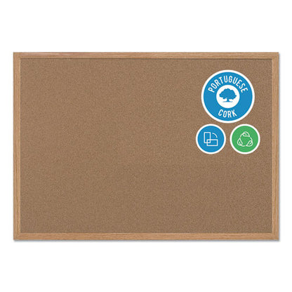 Earth Cork Board, 72 X 48, Tan Surface, Oak Wood Frame