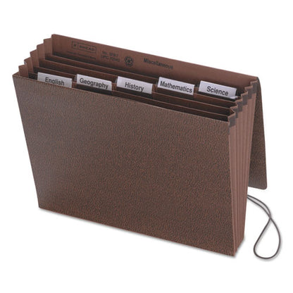 Six-pocket Subject File With Insertable Tabs, 5.25" Expansion, 6 Sections, Elastic Cord, 1/5-cut Tabs, Letter Size, Redrope