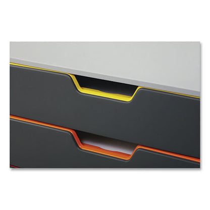 Varicolor Stackable Plastic Drawer Box, 5 Drawers, Letter To Folio Size Files, 11.5" X 14" X 11", Gray