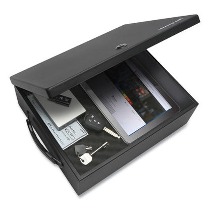 Large Cash Management Box, Key Lock, 11 X 14.3 X 4.3, Steel, Black