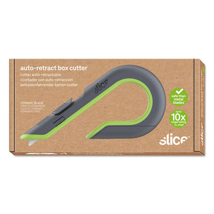 Box Cutters, Double Sided, Replaceable, 1.29" Stainless Steel Blade, 7" Nylon Handle, Gray/green