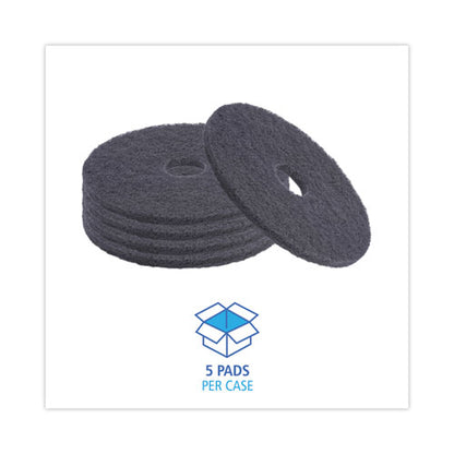 Stripping Floor Pads, 16" Diameter, Black, 5/carton