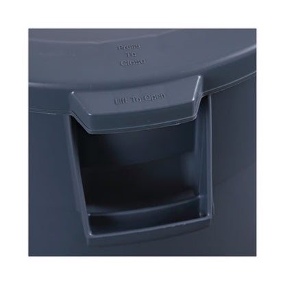 Lids For 32 Gal Waste Receptacle, Flat-top, Round, Plastic, Gray