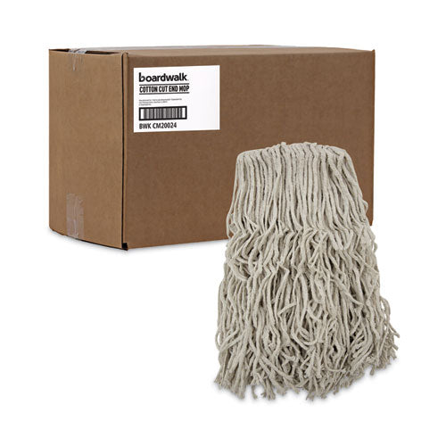 Banded Cotton Mop Heads, 24oz, White, 12/carton